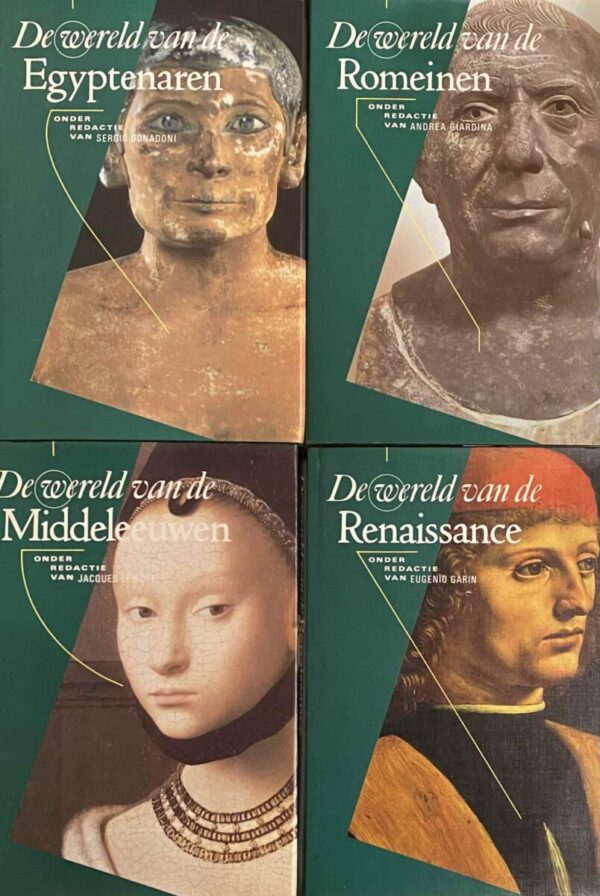 De wereld van de Egyptenaren. MET: De wereld van de Romeinen. MET: De wereld van de Middeleeuwen. MET: De wereld van de Renaissance (4-delige set)