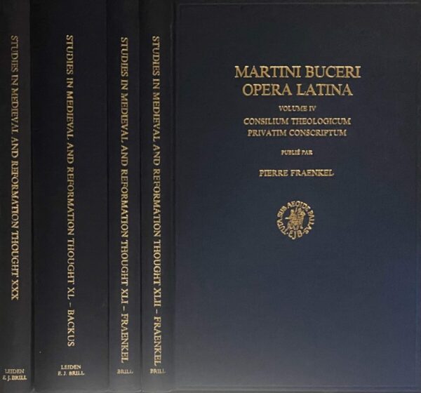 Martini Buceri: Opera Latina Volume I, II: Ennaratio in Evangelion Iohannis (1528, 1530, 1536), III: Martin Bucer et Matthew Parker, Florilegium Patristicum Edition critique, & IV: Consilium Theologicum, Privatim Conscriptum. Publié par Cornelis Augustijn, Pierre Fraenkel, Marc Lienhard et Irana Backus (Studies in Medieval and Reformation Thought SMRT XXX, XL, XLI, XLII / Martini Buceri Opera Onnia Series II)